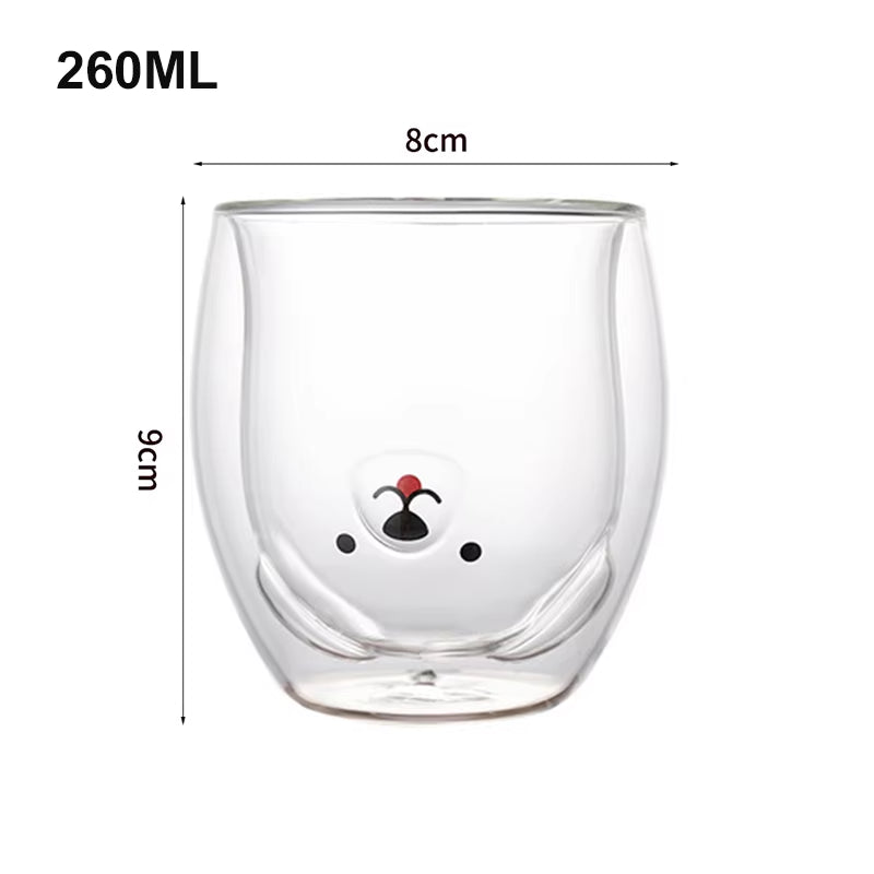 Creative Cute Bear Double-Layer Coffee Mug Double Glass Cup Carton Animal Milk Glass Lady Cute Cat Duck Dog Gift Christmas Gift