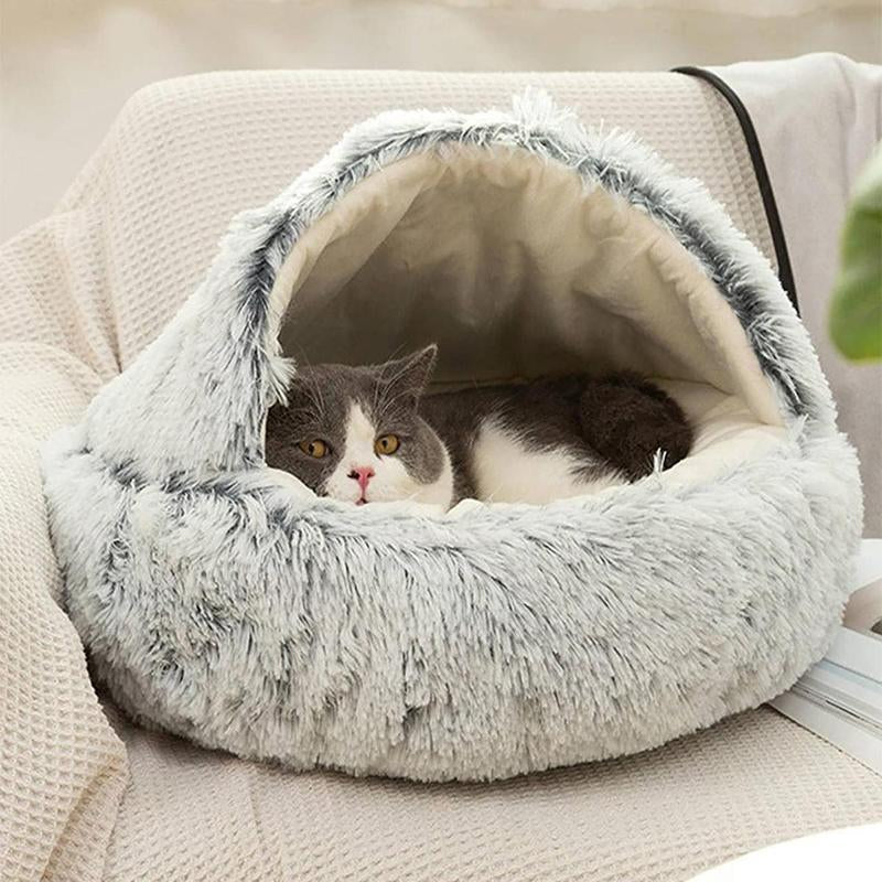 Round Fluffy Cute Cat Bed, Comfortable Cat Beds, Indoor Cat Nest Cat Sofa, Soothing Pet Bed Donut Semi, Small Dog Nest (It Is Recommended to Take One Size Larger), Cat Furniture, Cat Stuff, Valentine'S Day Gift