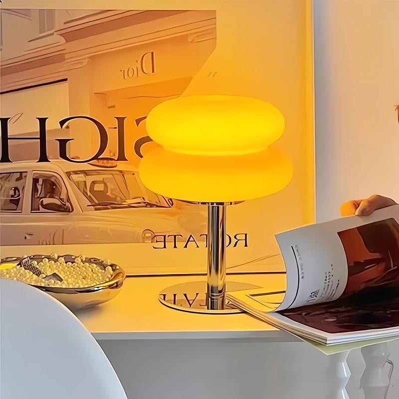 Table Lamp for Bedroom Nightstand - Bedside Glass Lamp for Living Room, Dimmable USB Powered Ambient Light, Moder Bedroom Lamp Gift