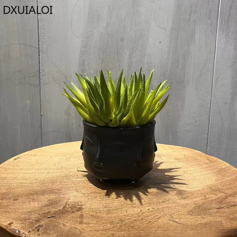 Nordic Style Ceramic Vase Face Design Ceramic Vase Home Decor Accessories Tools Black White Gold Plant Pot Flower Pot Plant Pot
