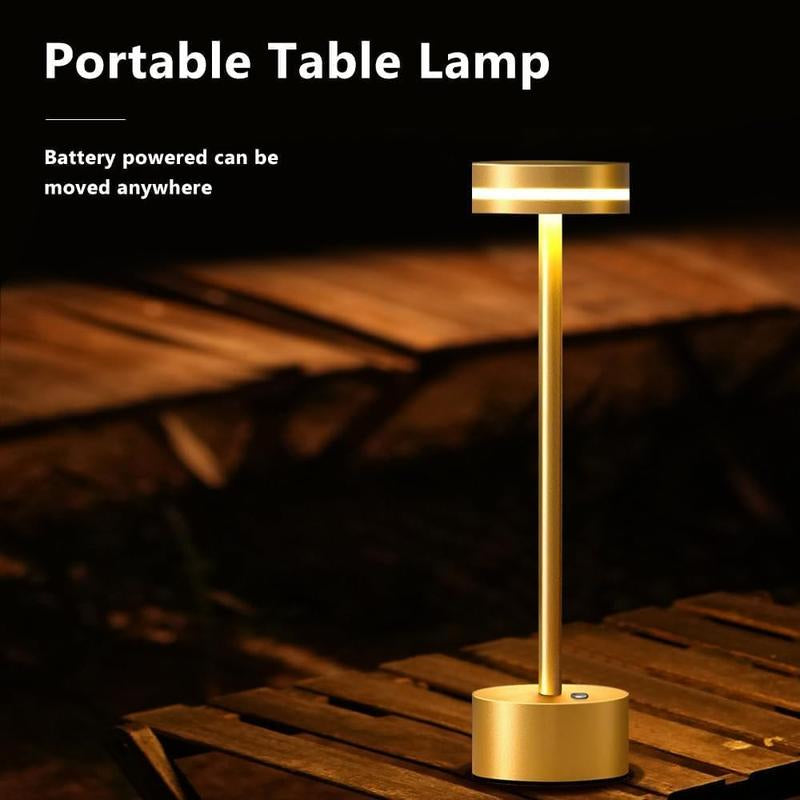 Cordless Metal Desk Lamp,Portable LED Table Lamp with Touch Sensor,3 Color Rechargeable Lamp,3-Levels Brightness Lamp,Night Light for Kids Nursery,Bedside Lamp,Dining Room Lamp