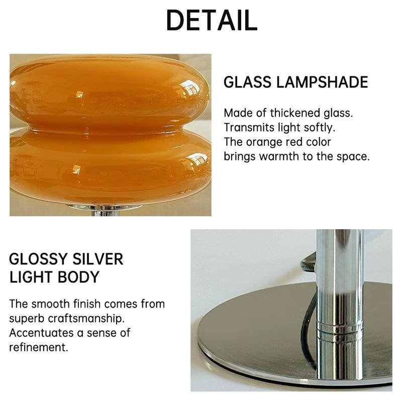 Table Lamp for Bedroom Nightstand - Bedside Glass Lamp for Living Room, Dimmable USB Powered Ambient Light, Moder Bedroom Lamp Gift